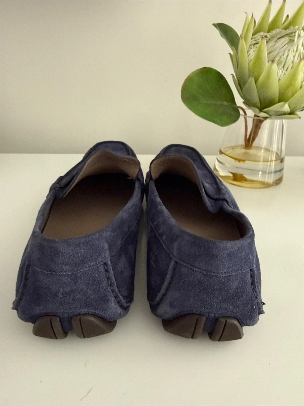 Salvatore Ferragamo Navy Suede Penny Loafers